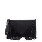 Sole Society Sole Society Carmela Clutch With Suede Fringe - Black-one Size