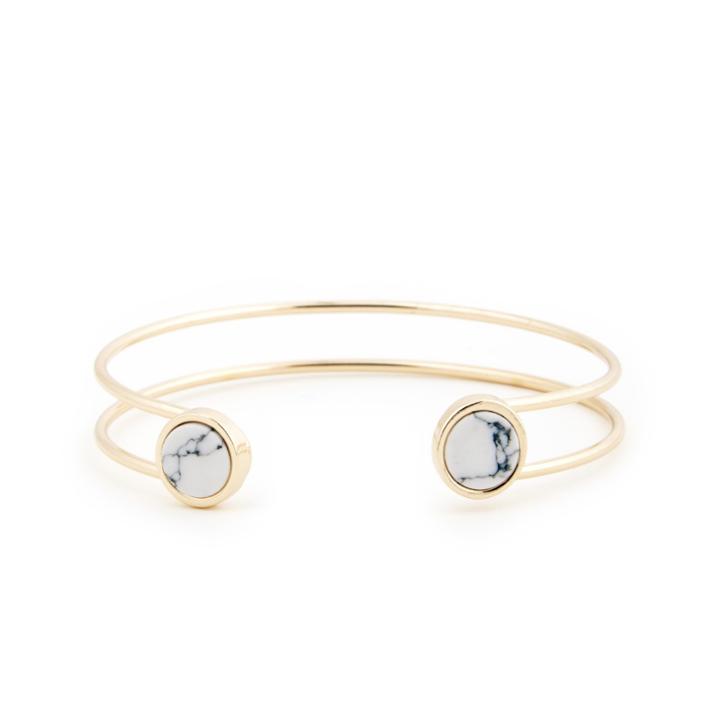 Sole Society Sole Society Natural Stone Open Cuff - White