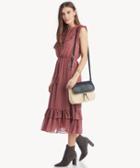 Moon River Moon River Women's Ruffle Detailed Midi Dress In Color: Dusty Mauve Size Large Polyester/rayon From Sole Society