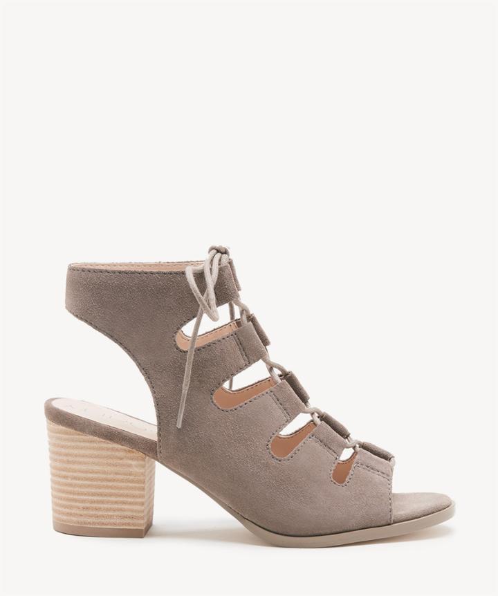 Sole Society Sole Society Rae Cage Lace Up Sandals Dark Mushroom Size 5.5 Suede