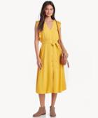 1. State 1. State Women's Buttondown Midi Dress With Ruffles In Color: Rich Marigold Size Xs From Sole Society