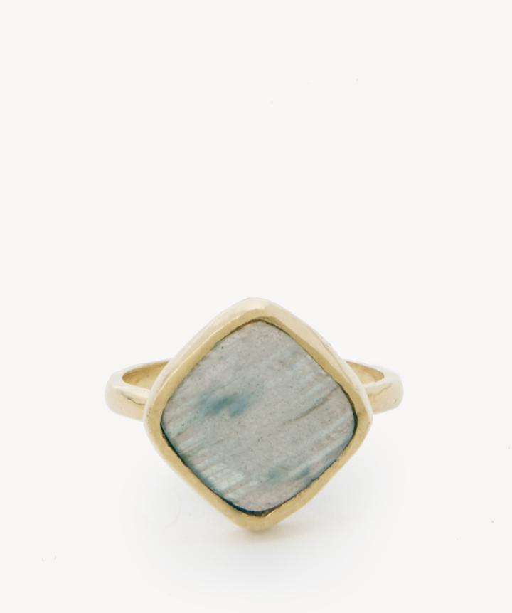 Karen London Karen London 24k Gold Plated Stone Ring Labradorite One Size Os From Sole Society