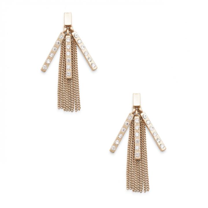 Sole Society Sole Society Crystal And Fringe Drop Earrings - Gold-one Size