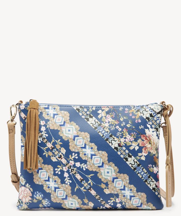 Sole Society Women's Issia Clutch Printed Pouch Bag Azul Harmony Vegan Leather From Sole Society