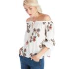 1. State 1. State Embroidered Off The Shoulder Top - White Multi-xs