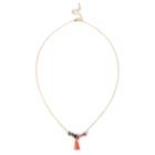Sole Society Sole Society Delicate Tassel And Stone Necklace - Coral-one Size