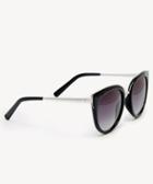 Sole Society Sole Society Robbie Rimmed Cat Eye Sunglasses W/ Metal Detail Black/silver One Size Os