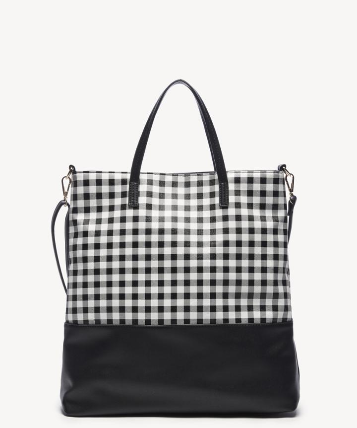 Sole Society Sole Society Jacey Tote Foldover Black White