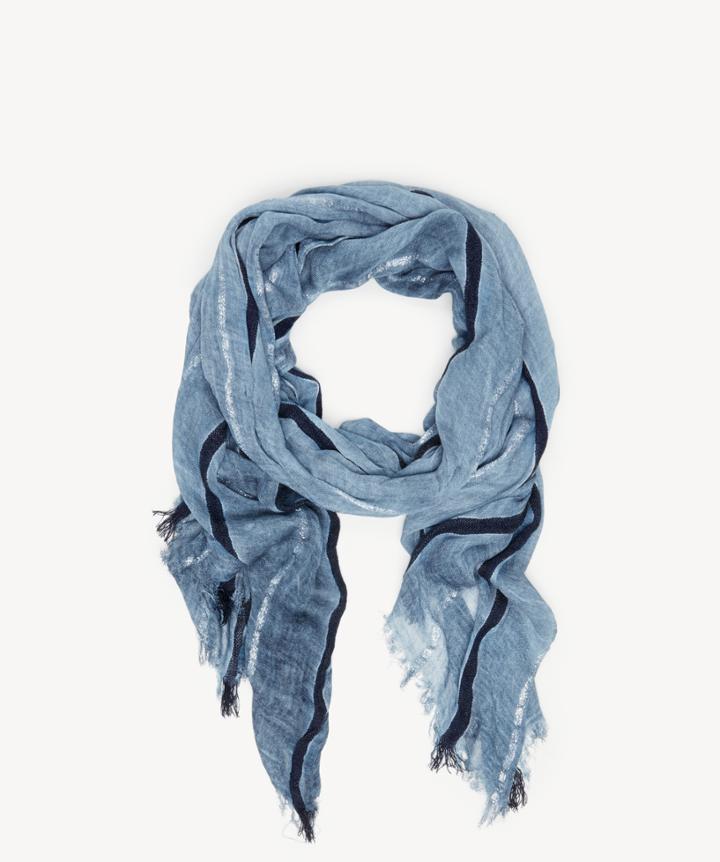 Sole Society Women's Lightweight Stripe Scarf Chambray Blue Polyester From Sole Society