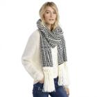 Sole Society Sole Society Mixed Knit Scarf With Fringe - Black Cream