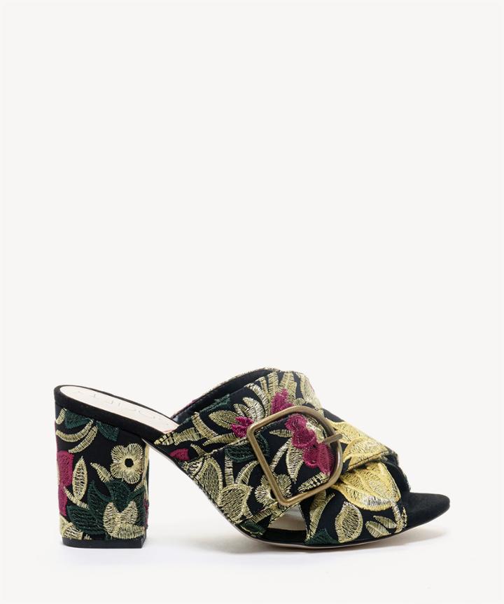 Sole Society Women's Cezanne Overd Buckle Mules Gold Embroidery Size 5 Fabric From Sole Society