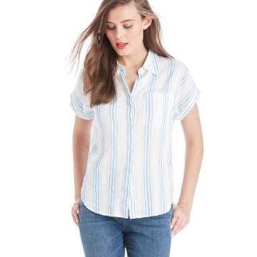 Two By Vince Camuto Two By Vince Camuto Roll Sleeve Stripe Seersucket Shirt - Stormy Blue