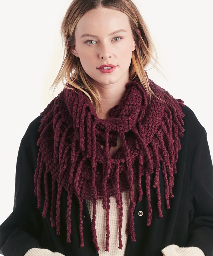 Sole Society Sole Society Chunky Fringe Scarf Oxblood One Size Acrylic