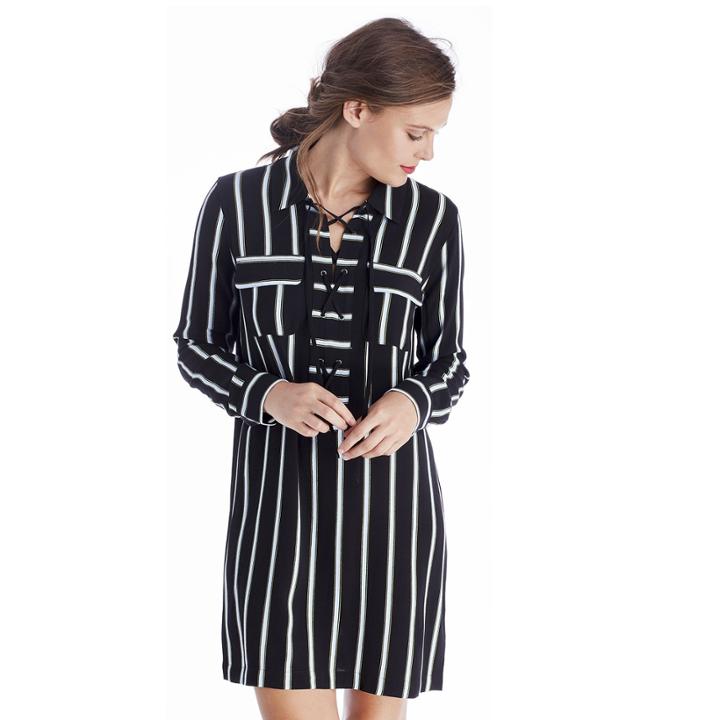 1. State 1. State Lace Up Shift Dress - Rich Black-x-small