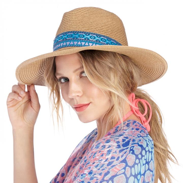 Sole Society Sole Society Wide Brim Hat With Trim - Tan-one Size