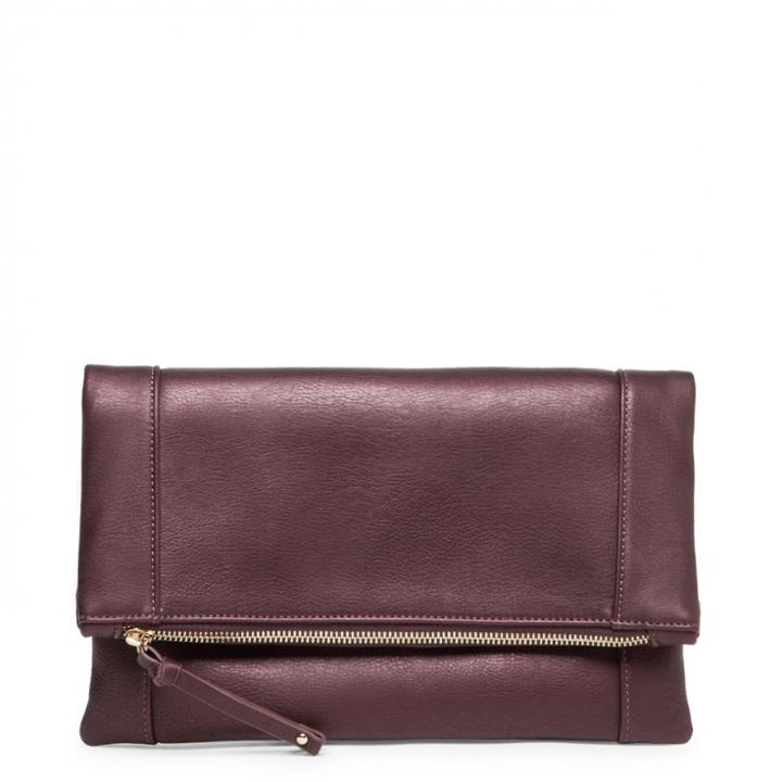 Sole Society Sole Society Marlena Vegan Foldover Clutch - Deep Ruby-one Size