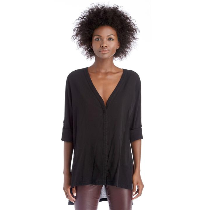 Heather Heather Gauze Button Down - Black