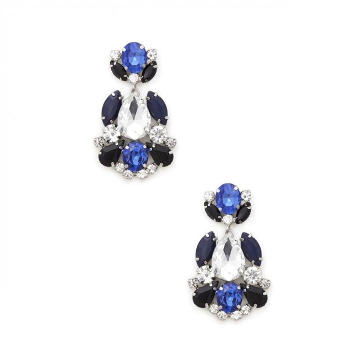 Sole Society Sole Society Floral Cluster Drop Earrings - Blue Combo-one Size