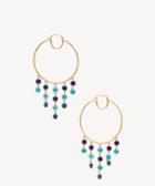 Sole Society Women's Fringe Hoop 12k Soft Polish Gold/dark Blue Opal/turquoise/lapis One Size From Sole Society