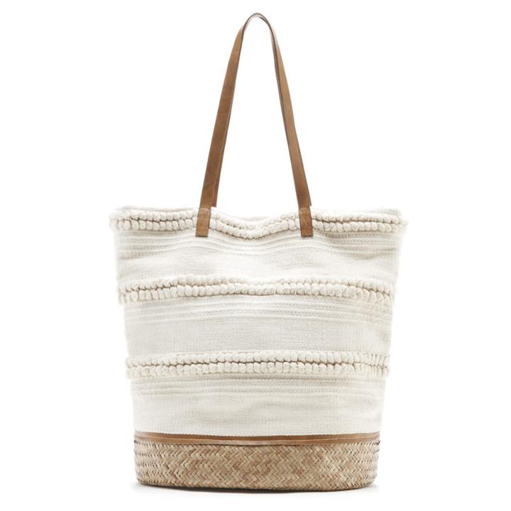 Sole Society Sole Society Playa Oversize Stripe Tote - Cream