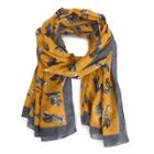 Sole Society Sole Society Fox Print Scarf - Mustard Grey-one Size
