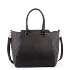 Sole Society Sole Society Jeanine Mixed Material Winged Satchel - Black/grey