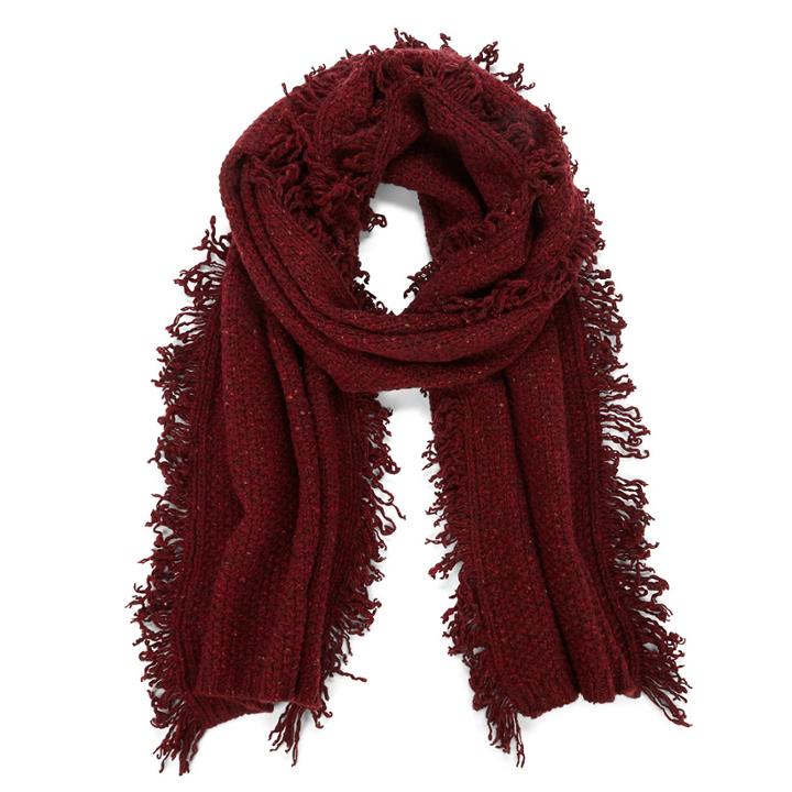 Sole Society Sole Society Textured Knit Scarf With Fringe - Berry