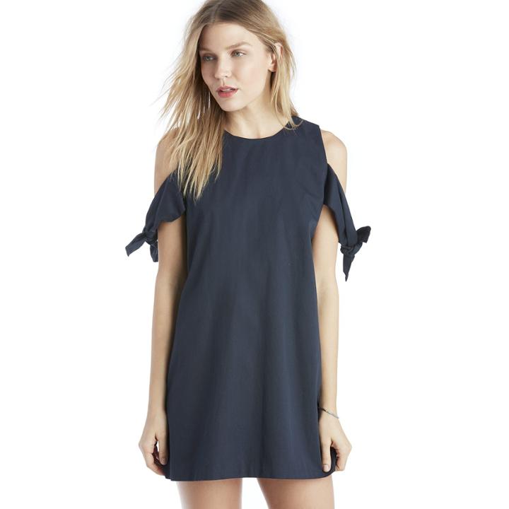 J.o.a. J.o.a. Knot Tie Sleeve Dress - Navy-x-small