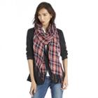 Sole Society Sole Society Plaid Scarf With Fringe - Red-one Size