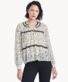 Vince Camuto Vince Camuto Women's Long Sleeve Ditsy Roses Mock Neck Blouse In Color: Antique White Size Xs From Sole Society