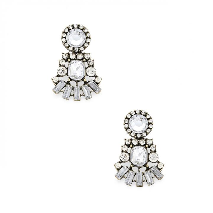 Sole Society Sole Society Deco Crystal Earrings - Silver-one Size