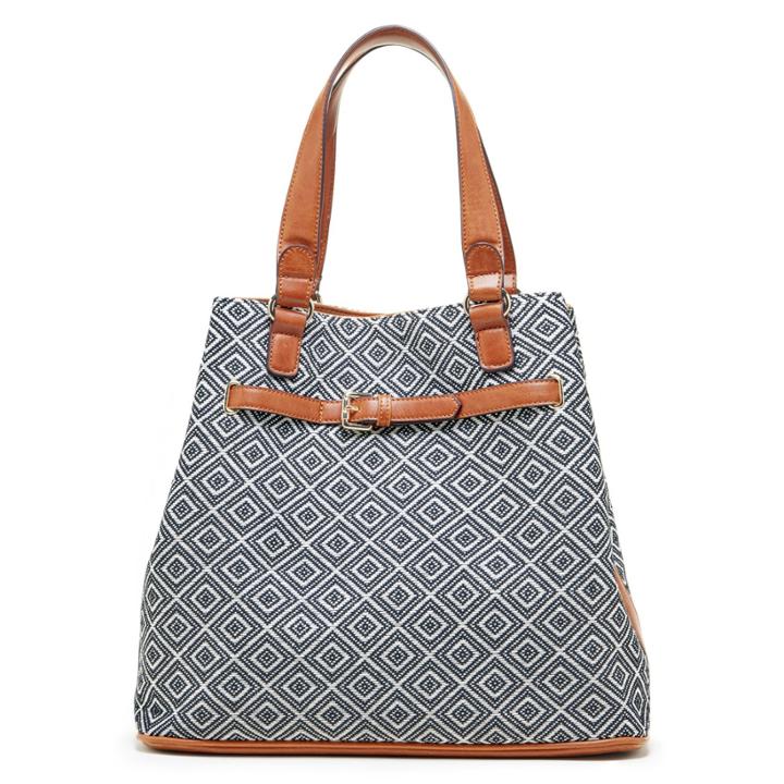 Sole Society Sole Society Nina Convertible Fabric Tote - Black White Geo-one Size