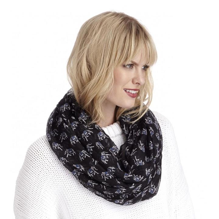 Sole Society Sole Society Mini Elephant Infinity Scarf - Black Combo-one Size