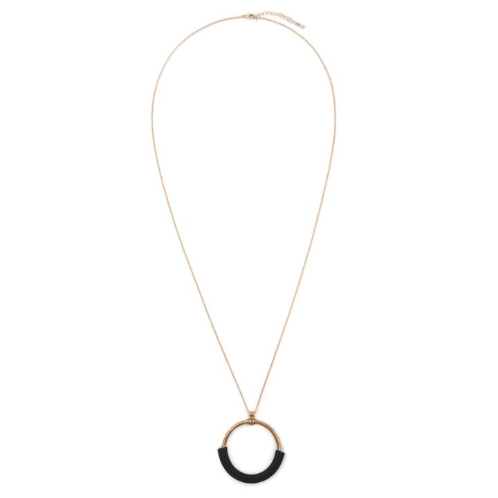 Sole Society Sole Society Genuine Leather Wrapped Pendant - Black-one Size