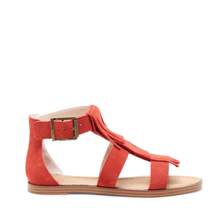Sole Society Sole Society Fauna Fringe Flat Sandal - Paprika