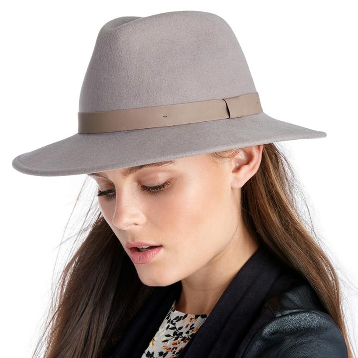 Sole Society Sole Society Wide Brim Hat W/ Faux Leather Band - Taupe