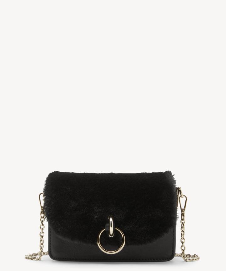 Sole Society Women's Lebra Crossbody Bag Faux Fur Mix Black Faux Fur Vegan Leather From Sole Society