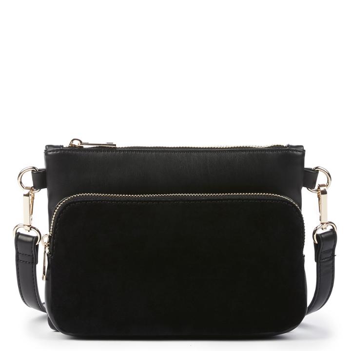 Sole Society Sole Society Bahara Genuine Suede Zippered Crossbody - Black