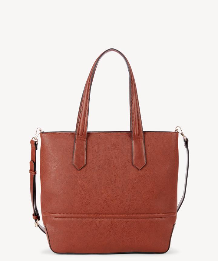 Sole Society Sole Society Paula Vegan Tote W/ Panel Detail Mahagony Leather
