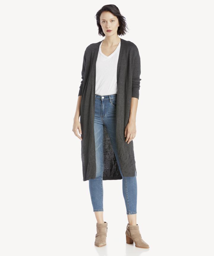 Vince Camuto Vince Camuto Women's Long Sleeve Open Front Textured Cardigan In Color: Med Hther Grey Size Xs From Sole Society