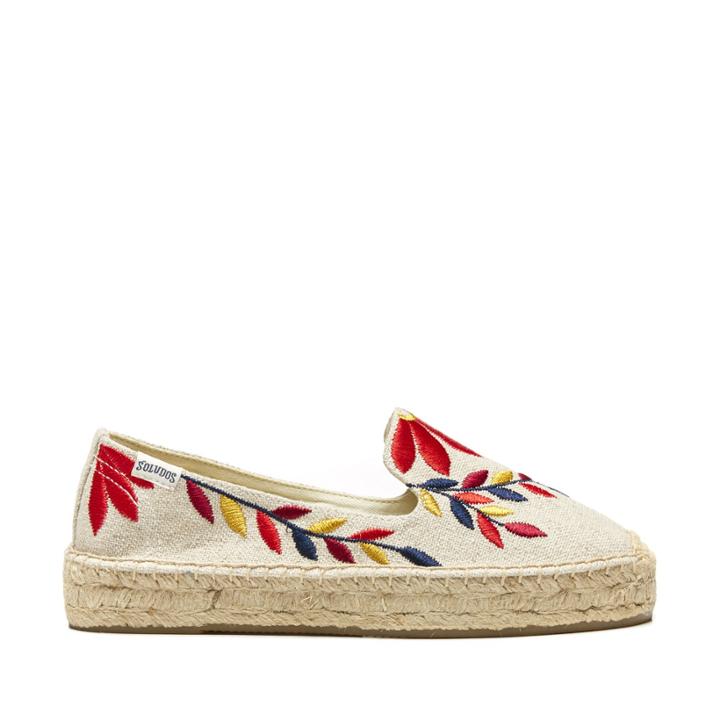 Soludos Soludos Embroidered Floral Platform Platform Espadrille - Sand/red