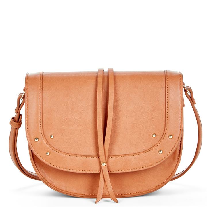 Sole Society Sole Society Faylina Vegan Studded Saddlebag W/ Tie - Cognac