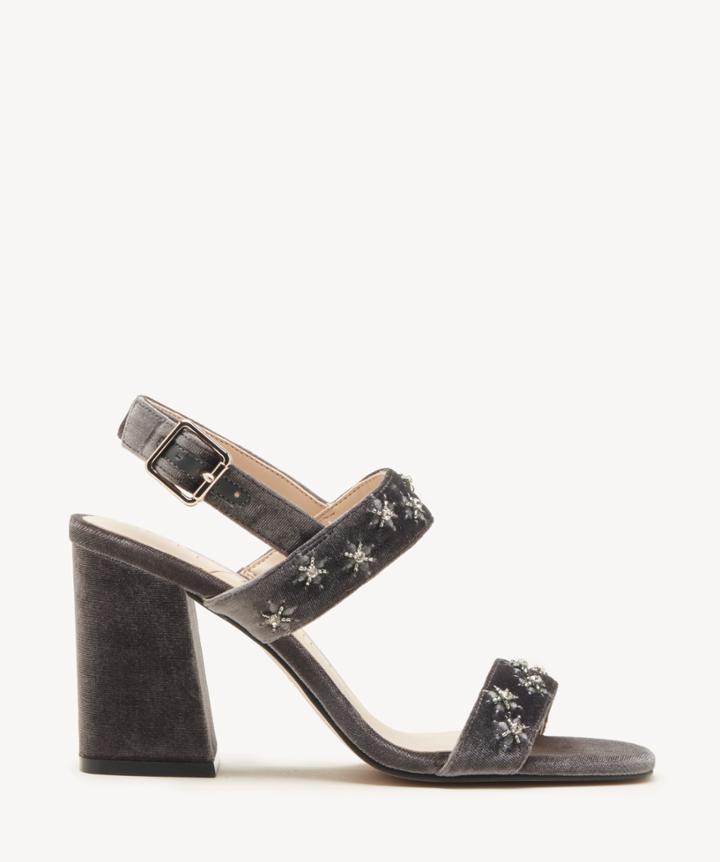 Sole Society Women's Jessibel Block Heels Sandals Silver Ash Size 5 Haircalf From Sole Society