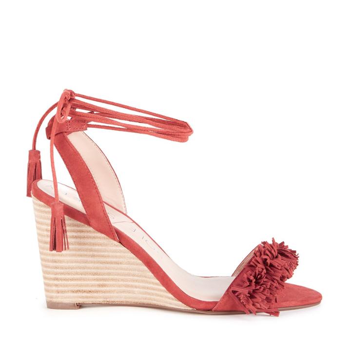 Sole Society Sole Society Rosea Fringe Lace Up Wedge - Paprika
