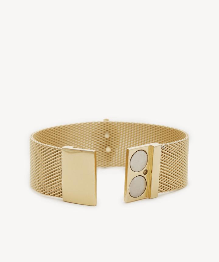 Sole Society Women's Magnetic Mesh Bracelet 12k Soft Polish Gold/crystal/labradorite One Size From Sole Society