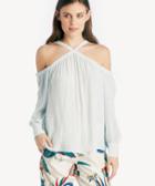 1. State 1. State High Neck Cold Shoulder Blouson Blouse Harbor Light Size Extra Small From Sole Society
