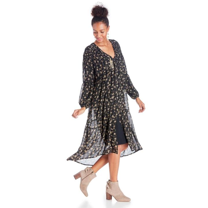 Astr Astr Ambrosia Dress - Black Tan Floral-xs
