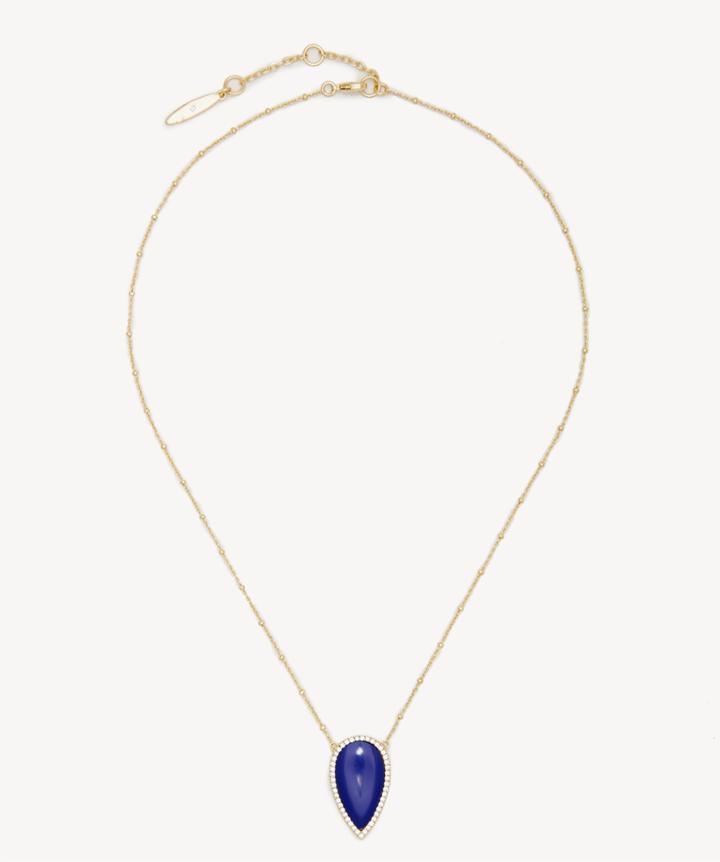 Sole Society Women's Pendant Necklace 12k Soft Polish Gold/crystal/lapis One Size From Sole Society