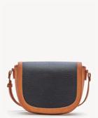 Sole Society Sole Society Finnigan Mixed Material Crossbody Bag In Color: Black Cognac Vegan Leather