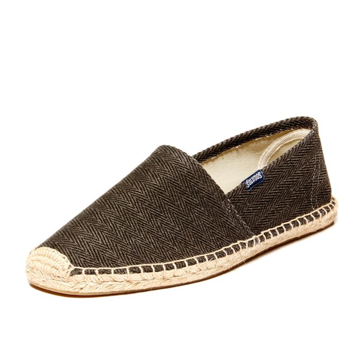 Soludos Carbon Grey Herringbone Twill Espadrilles For Men